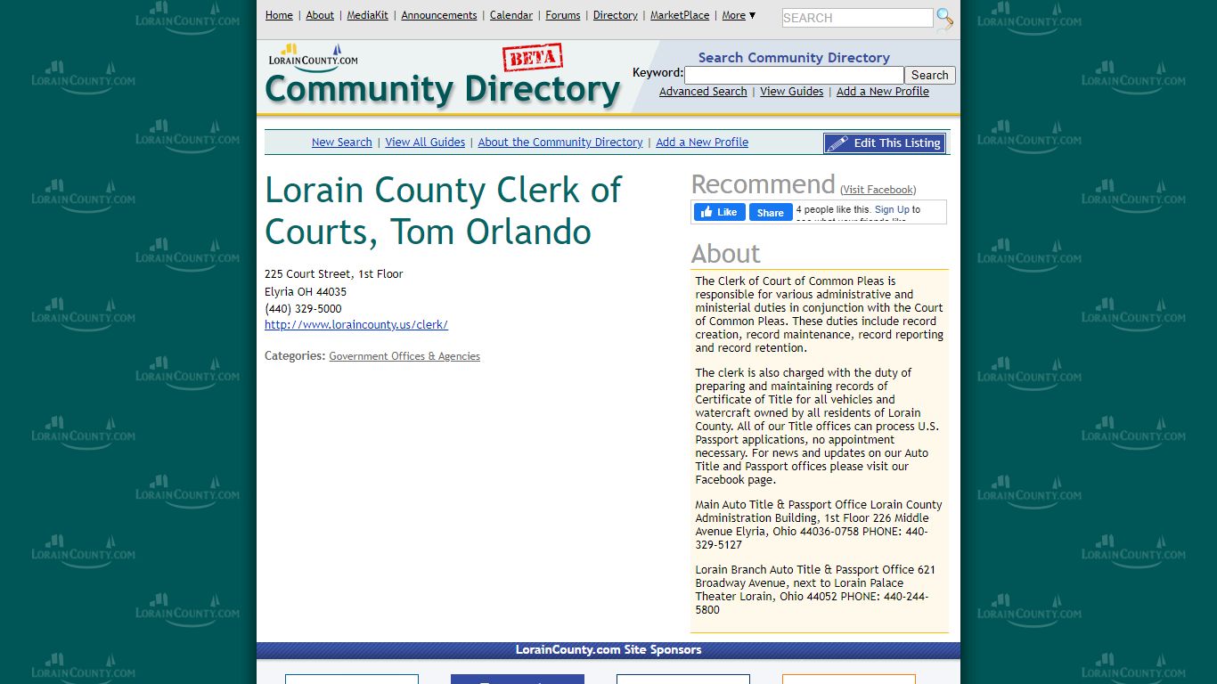 Lorain County Clerk of Courts, Tom Orlando